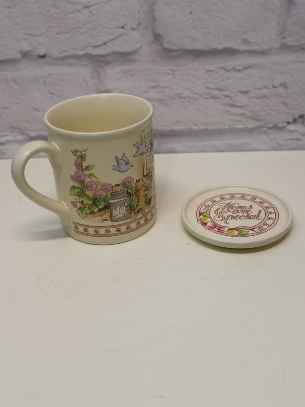 Country Kids Collector's Mug & Coaster Set "Moms are Special" Vintage Cup